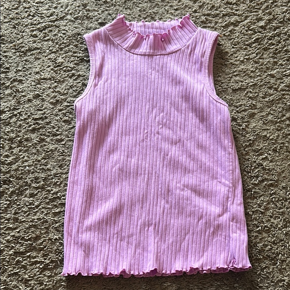 Pink Sleeveless Ribbed Kids Top